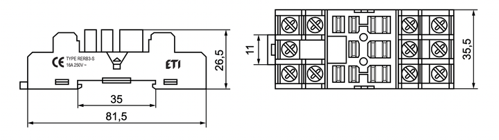 Колодка 16А 250V AC для промежуточного реле RERM3 [2473064] RERB3-S ETI - изображение 2