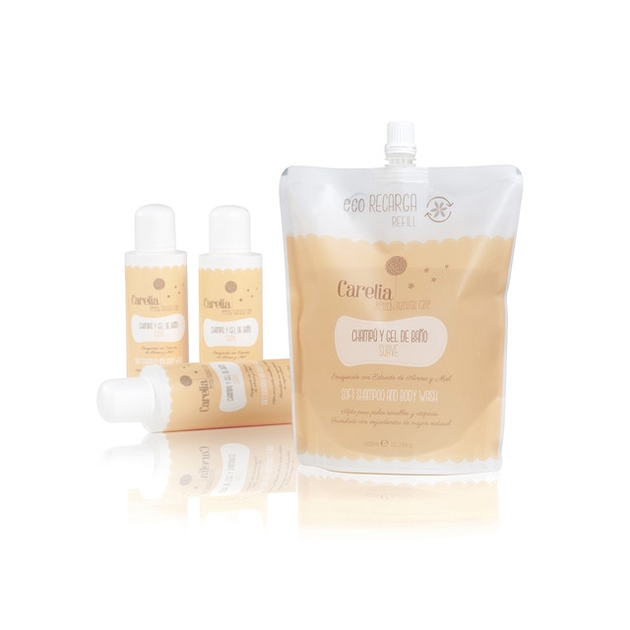 Delikatny szampon-żel dla wrażliwej skóry niemowląt i dzieci Carelia Petits Soft Shampoo And Body Wash Refill 600 ml (8437014100365) - obraz 2