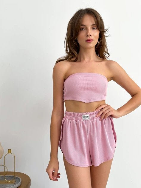Жіночий трійка футболка шорти топ Ester Collection L-XL Рожевий - зображення 8