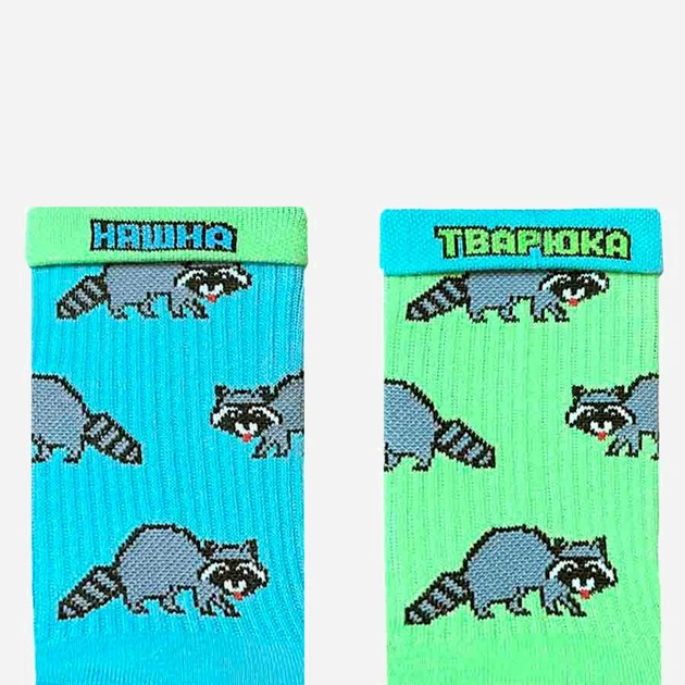 Носки NOSKAR Єнот Полоскун коттон 36-40 Зеленый/Голубой (ROZ6400177423) - изображение 2
