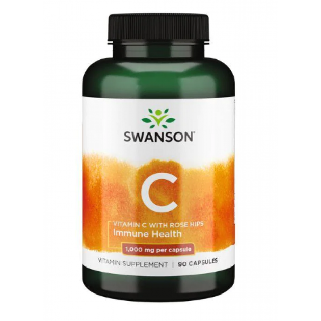 Swanson Vitamin C with Rose Hips 1000 mg 90 caps вітамін C Swanson з шипшиною для імунітету, тонусу та захисту клітин - Фото 1 Swanson Vitamin C with Rose Hips 1000 mg 90 caps вітамін C Swanson з шипшиною для імунітету, тонусу та захисту клітин - изображение 1