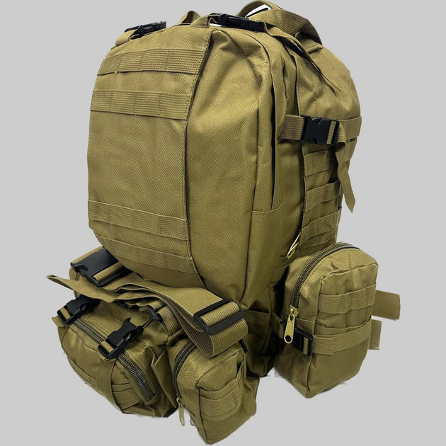 Рюкзак тактичний військовий з підсумками 55 л олива - изображение 1
