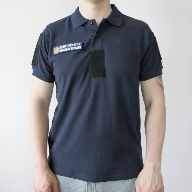 Мужская рубашка под шевроны (размер XXL), футболка для ДСНС, футболка поло с липучками - изображение 1