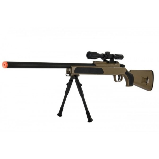 Страйкбольная Снайперская пневматическая винтовка CYMA ZM51T с пульками и прицелом 110 см Оливковая - изображение 1
