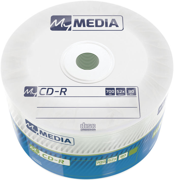 MyMedia CD-R 700MB 52X MATT SILVER Wrap 10 szt. (23942692041) - obraz 1