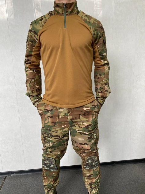 Костюм армейский мультикам-койот с наколенниками и налокотниками (убакс + штаны) CoolMax L - изображение 1