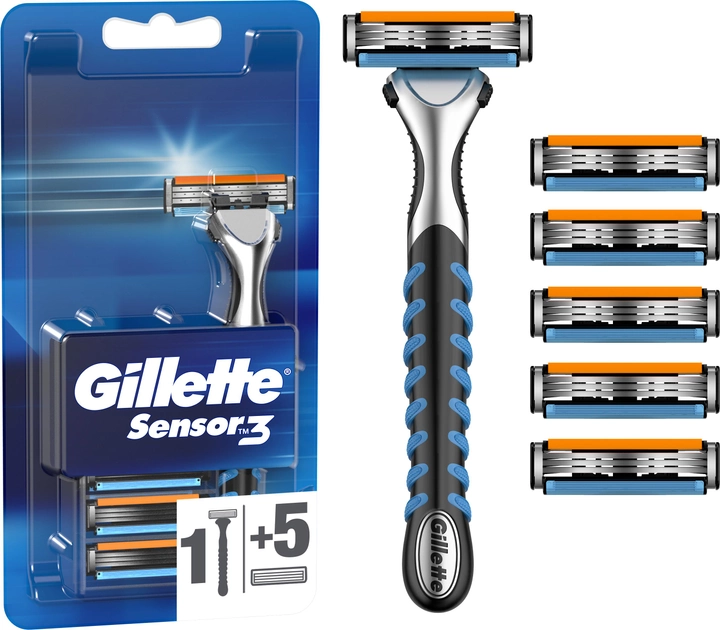 Pasek do golenia dla mężczyzn Gillette Sensor 3 z 6 wymiennymi wkładami (7702018550807) - obraz 1
