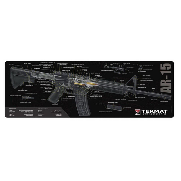 Килимок для чистки зброї TekMat 30 см х 91 см з кресленням AR-15 3D - изображение 1