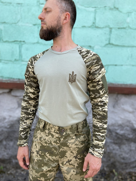 Кофта Военная пиксельная футболка с длинным рукавом тактический рашгард трикотажный хаки Пиксель ВСУ 54 (194311) - изображение 1