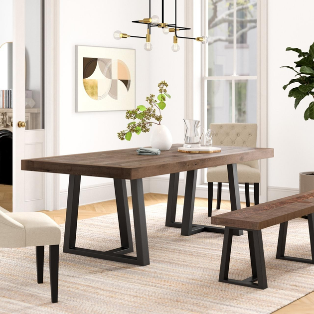 Кухонный обеденный стол Loft Design 140x80x75h Черный/Дерево MST348 ...