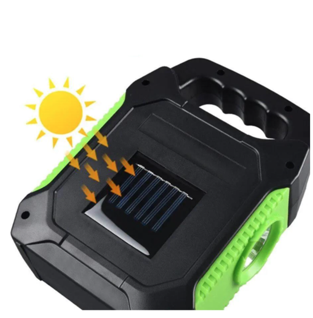 Акумуляторний ліхтар - лампа на сонячній батареї з функцією Power bank JY978B+2 бічних COB діода Чорно/Зелений - зображення 5