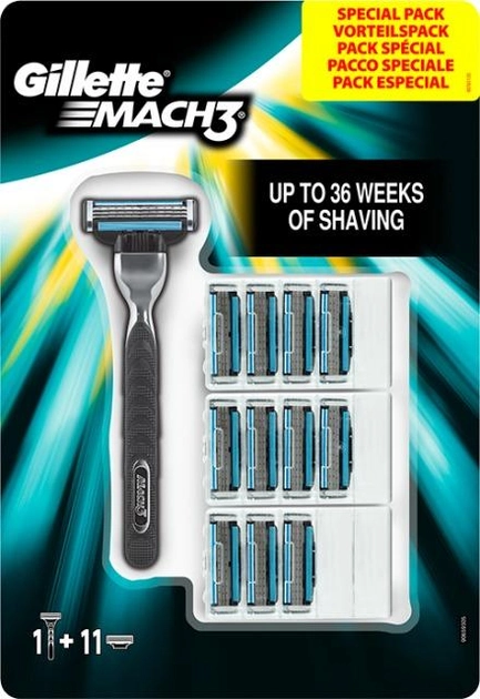 Maszynka do golenia Gillette Mach3 Razor + 11 wkładów wymiennych (7702018425853) - obraz 1