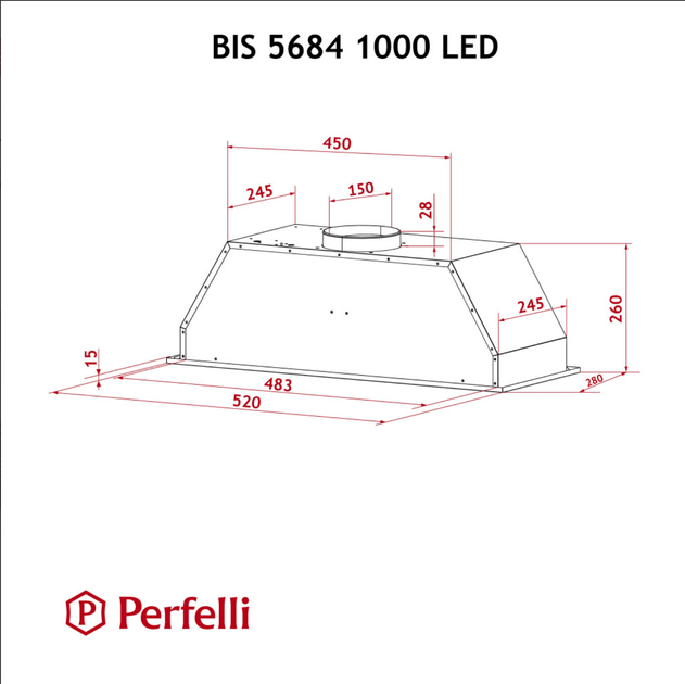 Вытяжка полновстраиваемая Perfelli BIS 5684 WH 1000 LED - изображение 10