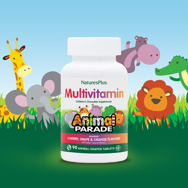 Nature's Plus, Детские жевательные мультивитамины,вкус ассорти, Source of Life, Animal Parade, 90 жевательных таблеток (NAP-29980) - изображение 3