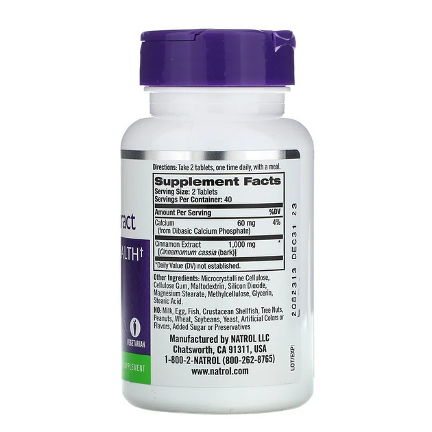 Экстракт корицы, Natrol, 1000 мг, 80 табл, (NTL-04458) – фото, отзывы ...