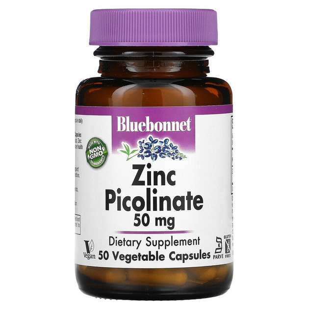Цинк пиколинат 50 мг, Bluebonnet Nutrition, 50 гелевых капсул (BLB ...