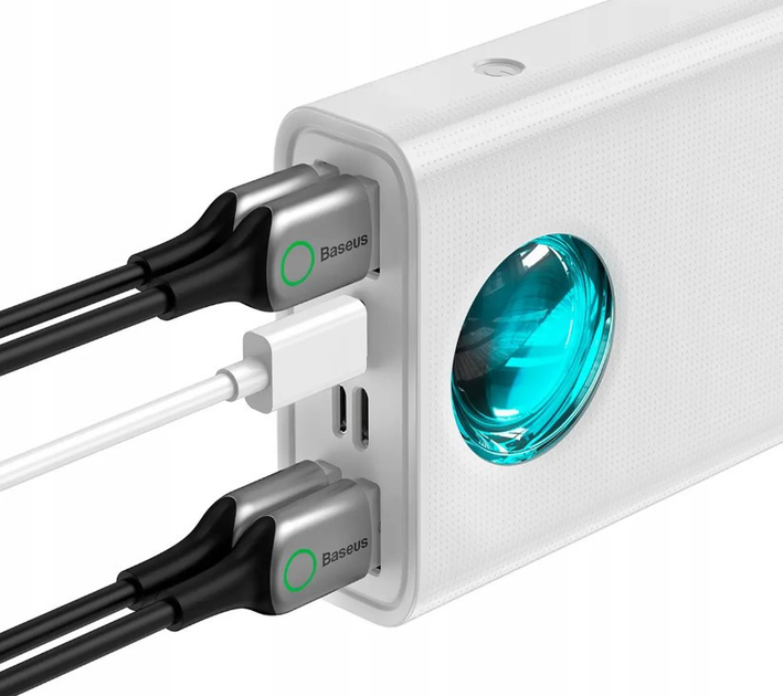 Павербанк Baseus Amblight Digital Display Quick Charge (PPLG-A02), 30000 mAh, 65W, (в комплекті - кабель Type-C - Type-C), White - зображення 2