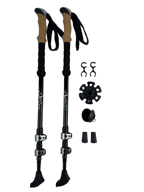 Палиці для скандинавської ходьби Moltis Relax 295 Flip-lock Black Original + Чохол + наконечники 4 типів, скандинавські палиці з регульованою довжиною на зажимах - зображення 5