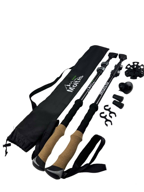 Палиці для скандинавської ходьби Moltis Relax 295 Flip-lock Black Original + Чохол + наконечники 4 типів, скандинавські палиці з регульованою довжиною на зажимах - зображення 6