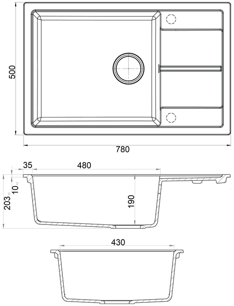 Кухонна мийка Fabiano Cubix 78x50 XL Alpine White 8221.201.0983 - зображення 2
