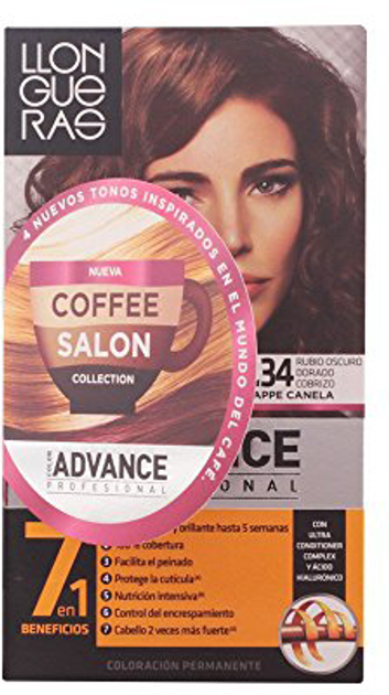 Farba kremowa z utleniaczem do włosów Llongueras Color Advance Coffee Salon Collection Hair Colour 6.34 Dark Golden Copper Blond 125 ml (8411126044427) - obraz 1
