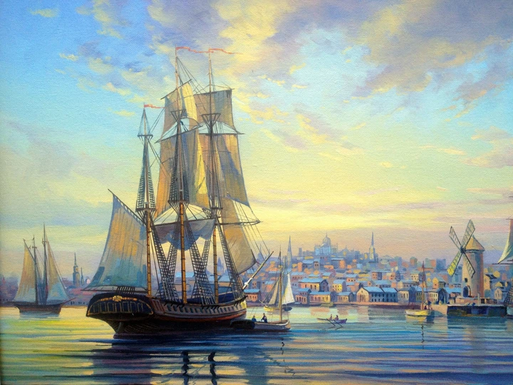 Картина морской пейзаж Морские Вдохновения корабли мельница яхты