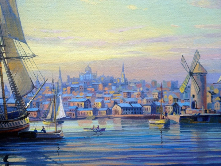 Картина морской пейзаж Морские Вдохновения корабли мельница яхты