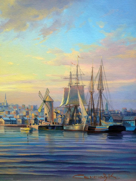 Картина морской пейзаж Морские Вдохновения корабли мельница яхты