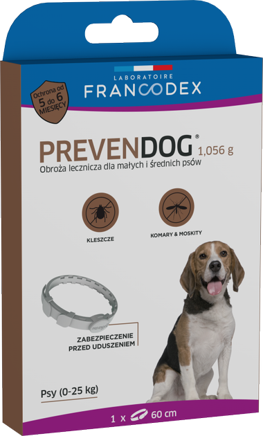 Obroża biobójcza Prevendog Francodex 60 cm dla małych i średnich psów do 25 kg 2 szt (3283021791943) - obraz 1