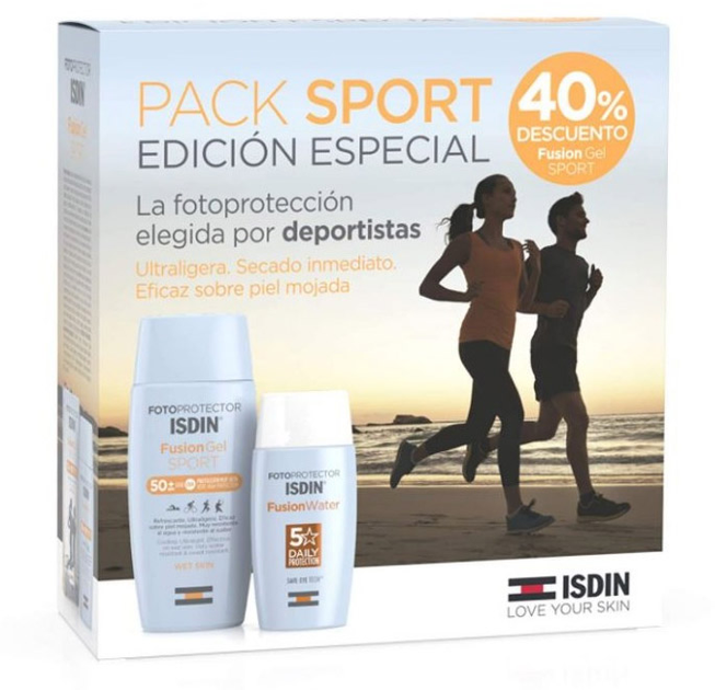 Набір сонцезахисних засобів Isdin Fotoprotector Fusion gel Sport SPF50 100 мл + Fusion Water 50 мл (8470001843326) - зображення 1