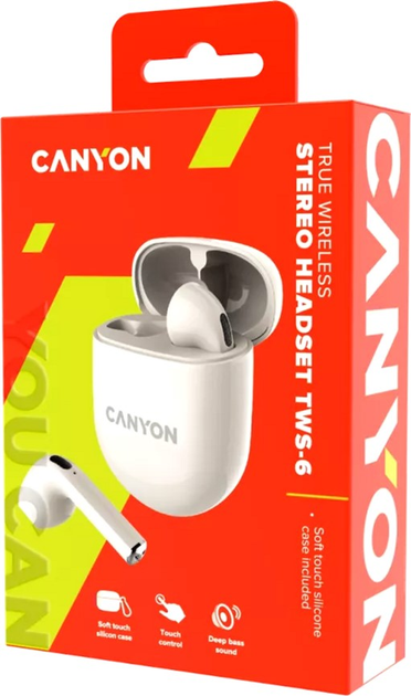 Бездротові навушники Canyon TWS-6 Beige (CNS-TWS6BE) - зображення 6