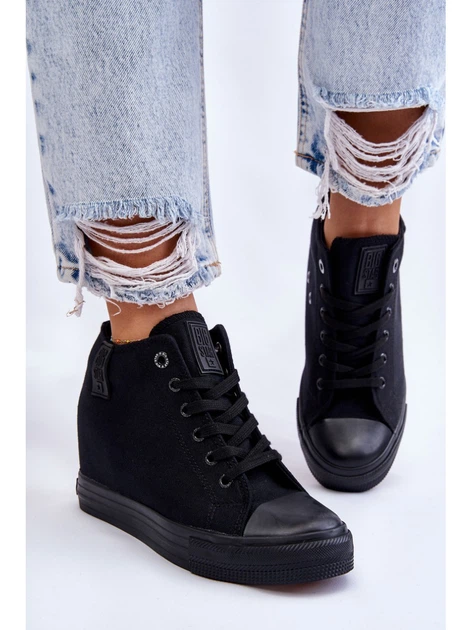 Sneakersy damskie na koturnie Big Star LL274034 40 Czarne (5900714605735) - obraz 4