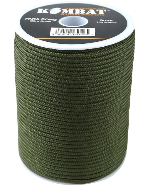 Паракорд тактичний міцна мотузка для стоянок KOMBAT UK kb-pcr-olgr 100м оливковий (SK-Nkb-pcr-olgrS) - зображення 1