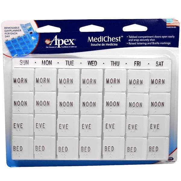 Органайзер для вітамінів та ліків Apex MediChest білого кольору - зображення 1
