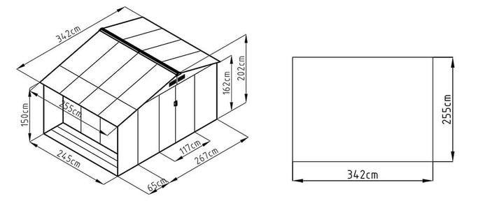 Садовий сарай із навісом для інструментів MADISON 11x8 Walnut 342x255 см 003996 - зображення 2