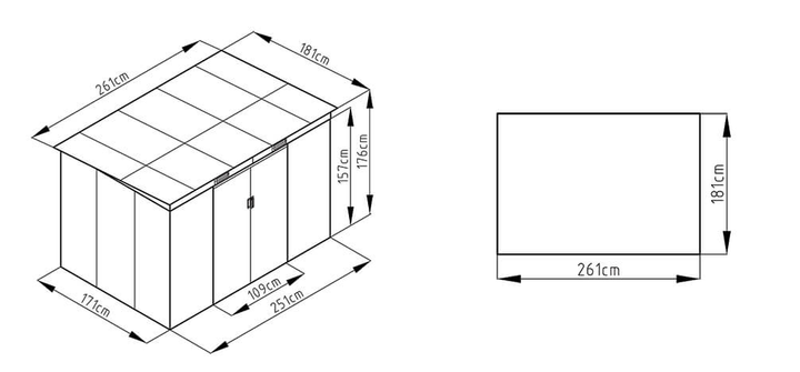 Садовий будинок сарай із навісом для інструментів OREGON 9x6 Warm Grey 261x171 cm 004041 - зображення 2