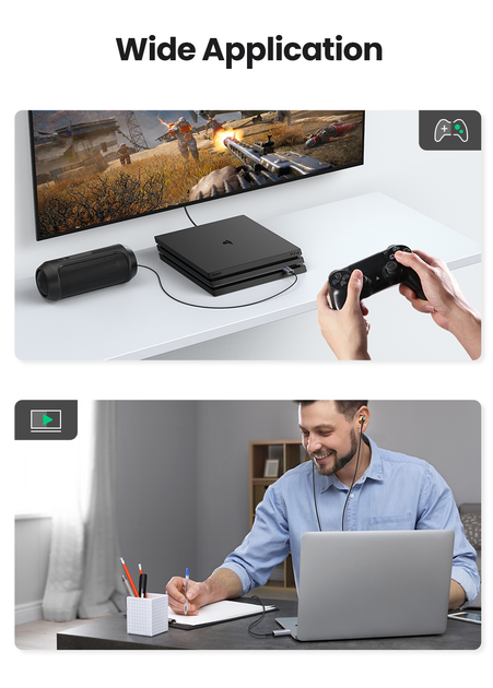 Звуковая карта Ugreen USB - 3.5мм minijack с поддержкой микрофона 24 біт/96 кГц TRRS Наружный Адаптер Стерео AUX 4-пиновый Серый - изображение 15