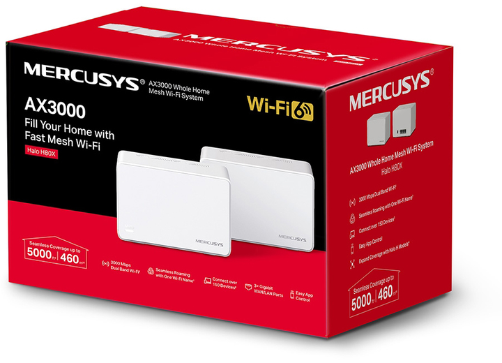 Маршрутизатор Mercusys Halo H80X (2-pack) MESH система WiFi6 / AX3000 / 1 Гбит/с - изображение 5