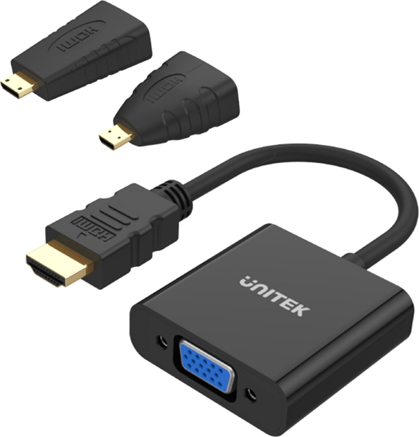 Kabel Unitek Y-6355 Micro/Mini HDMI do VGA + adapter audio Czarny (4894160021779) - obraz 1