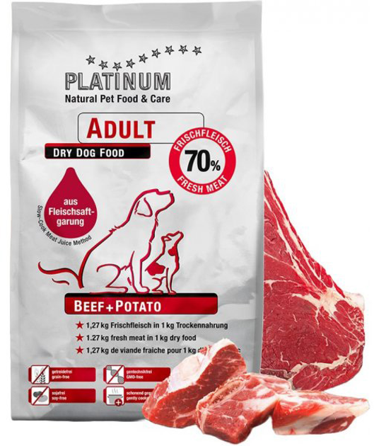 Напіввологий корм для собак Platinum beef potato 5 кг (4260208740665) - зображення 1