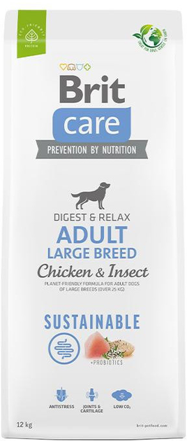 Сухий органічний корм Brit care sustainable adult med chicken insect 12 кг (8595602558681) - зображення 1