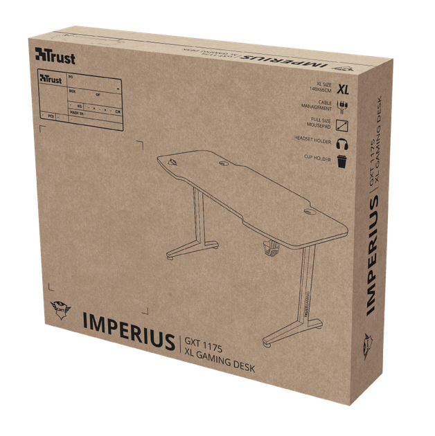 Компьютерный стол Trust GXT 1175 Imperius XL Gaming Desk, Black, 140 x 75 см, вся рабочая область стола покрыта ковриком для мыши, стальной каркас, высококачественная столешница, регулируемый упор для ног (23802) - Фото 8 Компьютерный стол Trust GXT 1175 Imperius XL Gaming Desk, Black, 140 x 75 см, вся рабочая область стола покрыта ковриком для мыши, стальной каркас, высококачественная столешница, регулируемый упор для ног (23802) - изображение 8