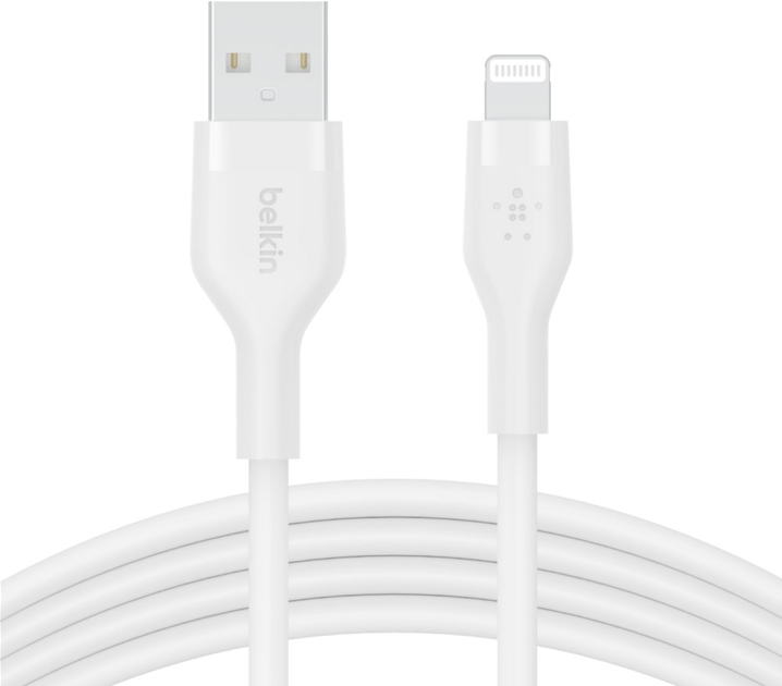 Kabel Belkin USB-A - Lightning Silikonowy 2 m Biały (CAA008BT2MWH) - obraz 1