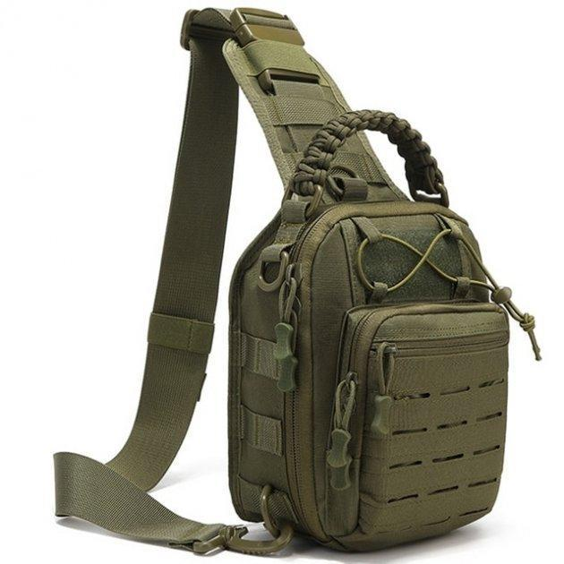 Сумка-рюкзак тактическая однолямочная ZE014, олива - изображение 1
