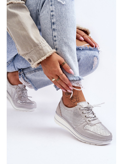 Sneakersy damskie S.Barski AL22246 36 Srebrne (5905677431377) - obraz 5