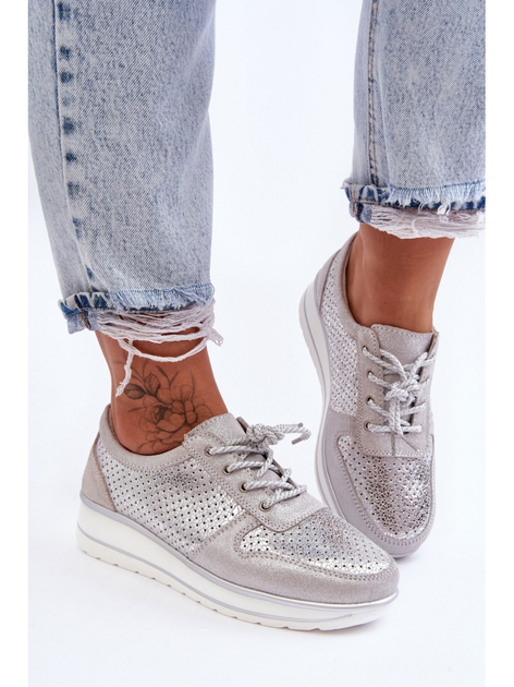 Sneakersy damskie S.Barski AL22246 37 Srebrne (5905677431384) - obraz 4