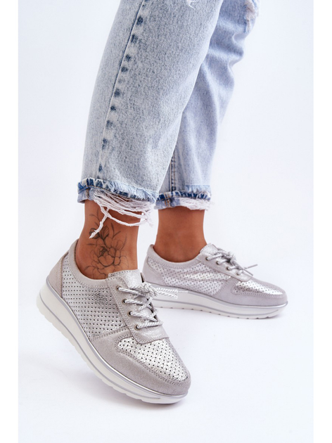 Sneakersy damskie S.Barski AL22246 38 Srebne (5905677431391) - obraz 6
