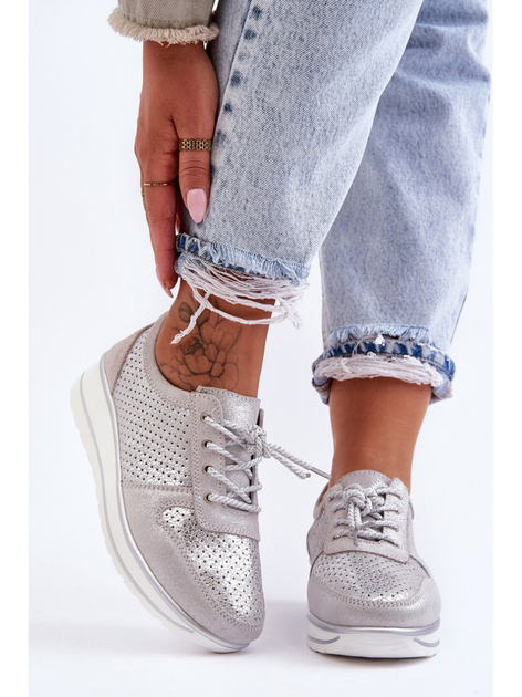 Sneakersy damskie S.Barski AL22246 39 Srebrne (5905677431407) - obraz 3