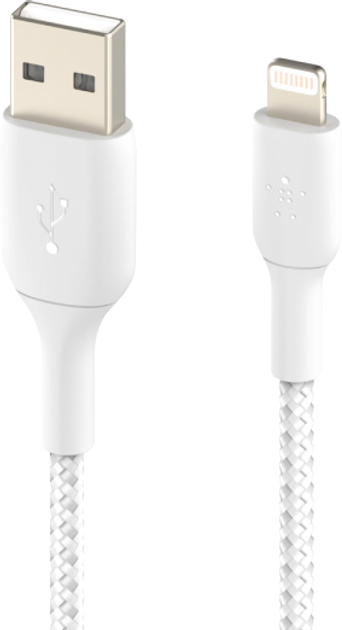 Kabel Belkin Pleciony A-LTG 1M Biały (CAA002BT1MWH) - obraz 1