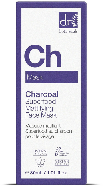 Матувальна маска для обличчя Dr. Botanicals SuperFood Charcoal 30 мл (7061287623002) - зображення 2
